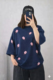 Oversized Drop Shoulder Graphic T-Shirt – Navy Blue Ice cream Print
