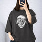 Black Face Print Drop Shoulder T-Shirt – Trendy Streetwear Oversized Tee