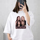 Oversized Drop Shoulder Graphic T-Shirt – White Blackpink K-Pop Print