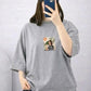Grey Drop Shoulder T-Shirt – Minimal Graphic Oversized Tee
