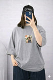 Grey Drop Shoulder T-Shirt – Minimal Graphic Oversized Tee