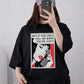 Oversized Drop Shoulder Graphic T-Shirt – Black Pop Art Face Print