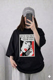 Oversized Drop Shoulder Graphic T-Shirt – Black Pop Art Face Print