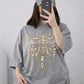 Oversized Drop Shoulder Graphic T-Shirt – Grey Skeleton Print