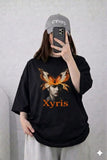 Oversized Drop Shoulder Graphic T-Shirt – Black Butterfly “Xyris” Print