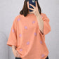 Oversized Drop Shoulder Graphic T-Shirt – Peach Ice cream Print