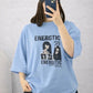 Oversized Drop Shoulder Graphic T-Shirt – Blue “Energetic” Graphic Print