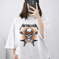 White Skull Graphic Drop Shoulder T-Shirt – Trendy Oversized Tee