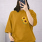 Mustard Sunflower Drop Shoulder T-Shirt – Minimal Oversized Summer Tee