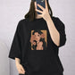Black Drop Shoulder Printed T-Shirt – Trendy Oversized Street Tee