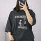Oversized Drop Shoulder Graphic T-Shirt – Charcoal Black “Energetic” Graphic Print