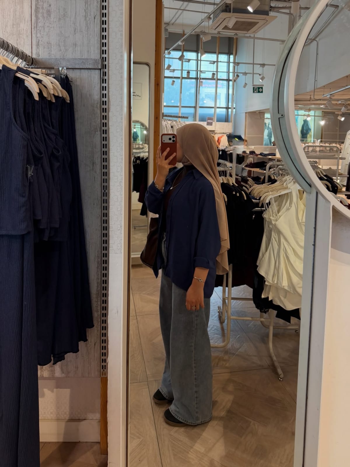 3-piece combo navyblue button-down shirt with wide leg pants and brown crop top