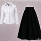 White button-down shirt with black skirt (2-piece)