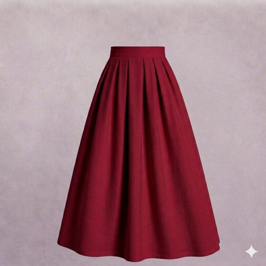 Red premium pleated skirt