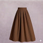 Nut pudding brown pleated skirt