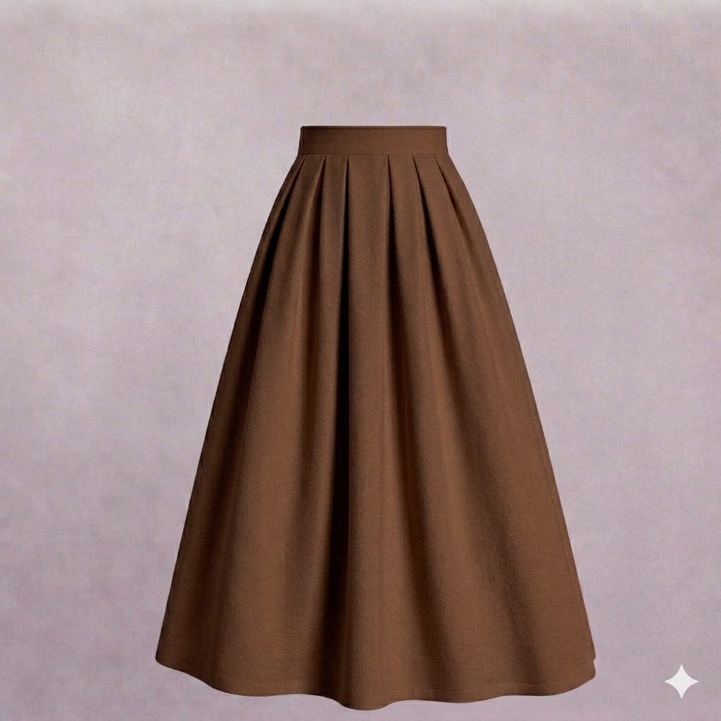 Nut pudding brown pleated skirt