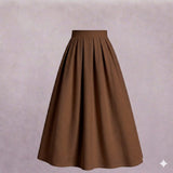 Nut pudding brown pleated skirt