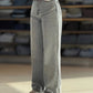 High-Waist Straight Fit Denim Pants – Washed Grey