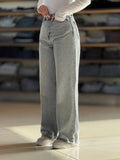 High-Waist Straight Fit Denim Pants – Washed Grey