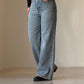 High-Waist Wide Leg Denim Pants – Light Blue