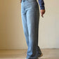 High-Waist Straight Fit Denim Pants – Ice Blue