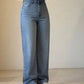 High-Waist Straight Fit Denim Pants – Classic Blue