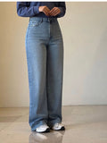 High-Waist Straight Fit Denim Pants – Classic Blue