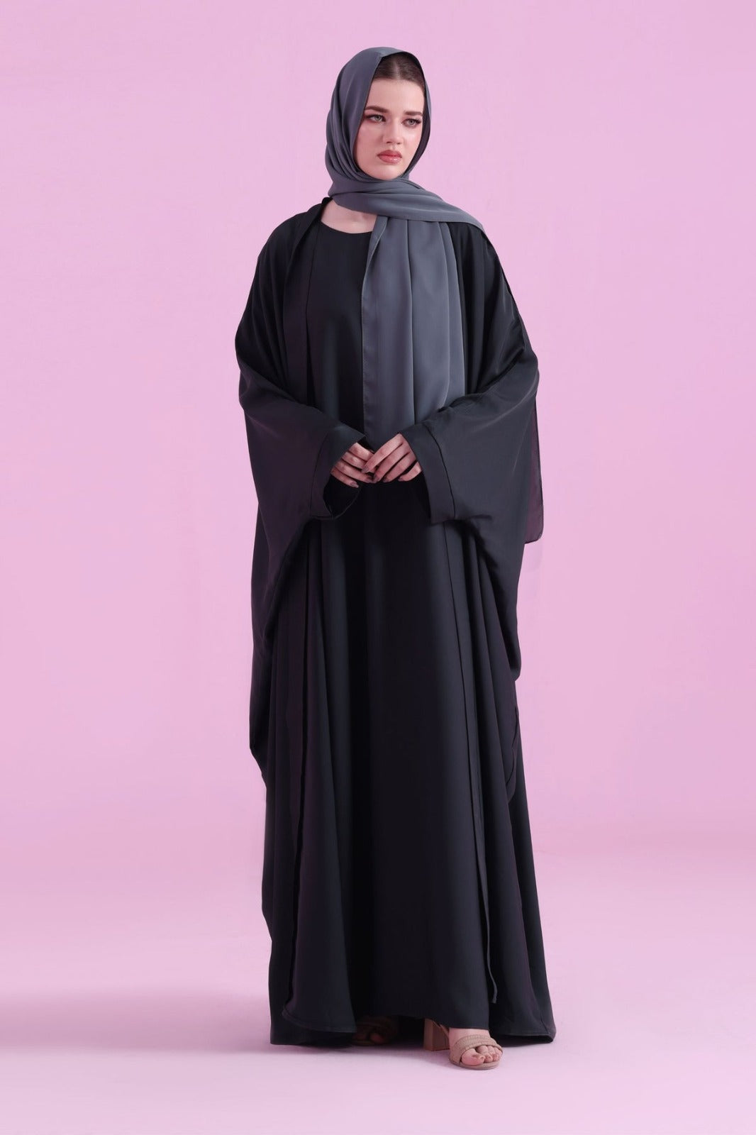 Flowy Farasha Cut Abaya - BLack
