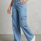 Classic Blue Multi-Pocket Cargo Denim