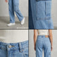 Classic Blue Multi-Pocket Cargo Denim