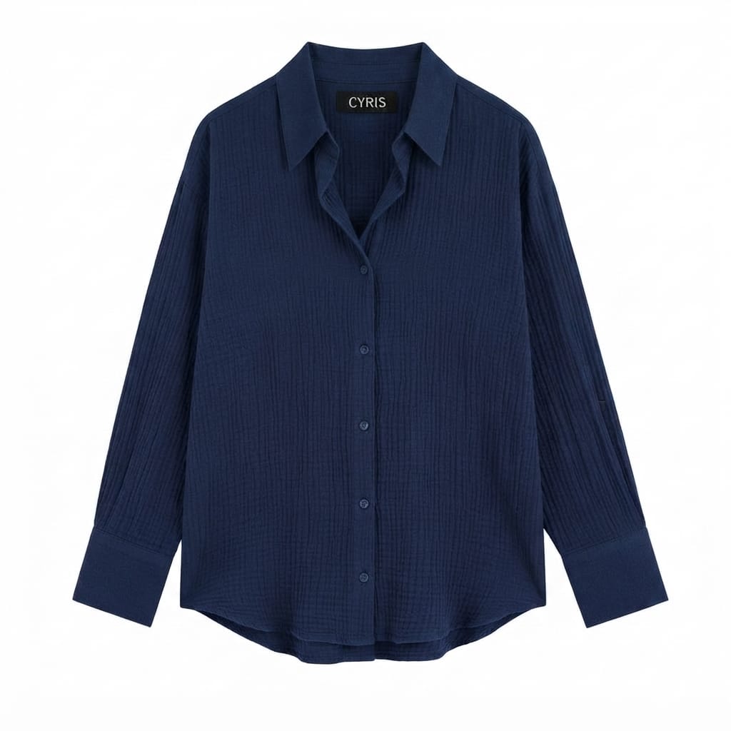 Navy Blue Button-Down Shirt
