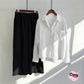 White Button-Down Shirt & Black Trousers Set