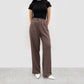 Brown High-Waist Wide-Leg Formal Pants – Elegant Office Wear